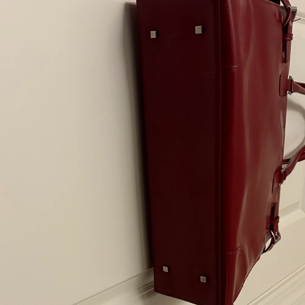 CBK Franklin Covey Deep Red Leather Tote - Picture 9 of 13